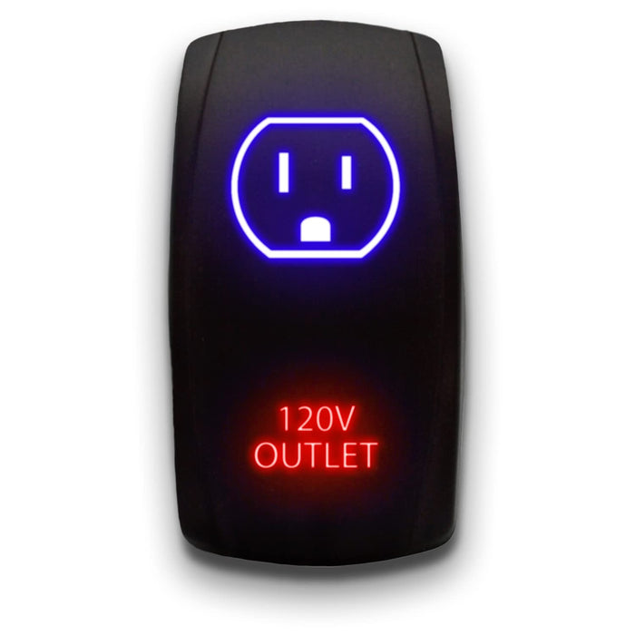 120V OUTLET - Laser Etched 5-Pin Single Pole Single Throw Vertical Rocker Switch ON-OFF SPST Toggle Switch 20A 12V