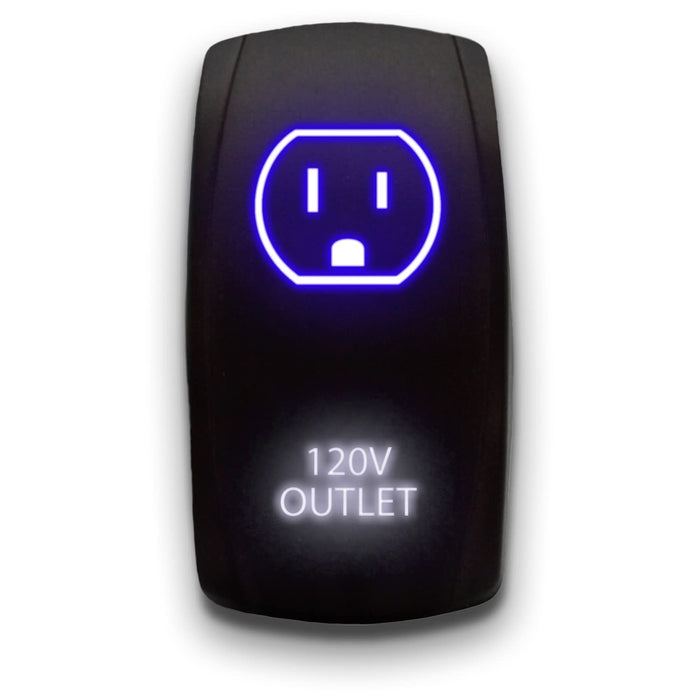 120V OUTLET - Laser Etched 5-Pin Single Pole Single Throw Vertical Rocker Switch ON-OFF SPST Toggle Switch 20A 12V