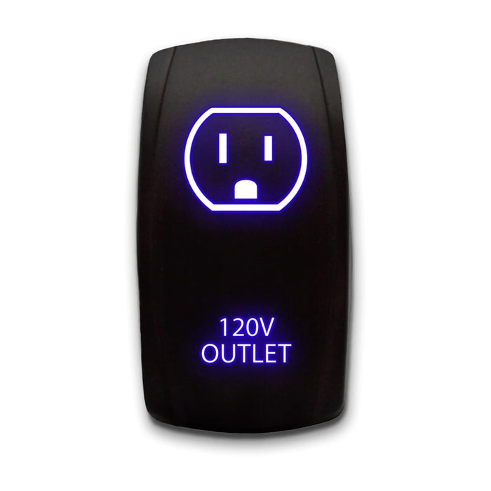 120V OUTLET - Laser Etched 5-Pin Single Pole Single Throw Vertical Rocker Switch ON-OFF SPST Toggle Switch 20A 12V