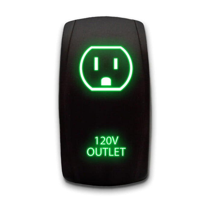 120V OUTLET - Laser Etched 5-Pin Single Pole Single Throw Vertical Rocker Switch ON-OFF SPST Toggle Switch 20A 12V