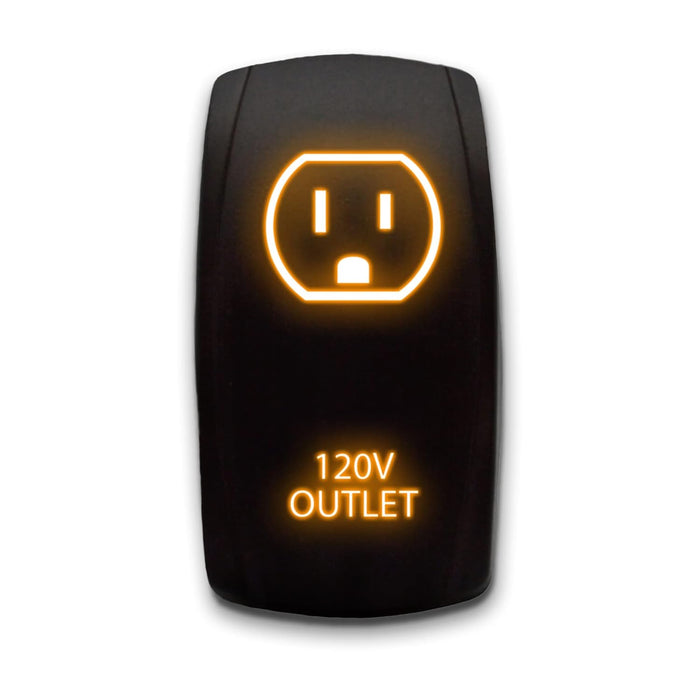 120V OUTLET - Laser Etched 5-Pin Single Pole Single Throw Vertical Rocker Switch ON-OFF SPST Toggle Switch 20A 12V
