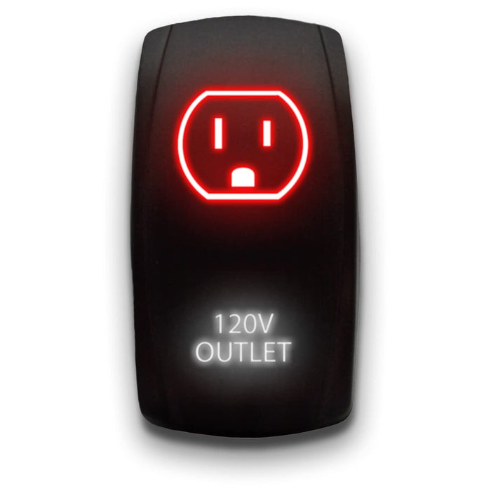 120V OUTLET - Laser Etched 5-Pin Single Pole Single Throw Vertical Rocker Switch ON-OFF SPST Toggle Switch 20A 12V