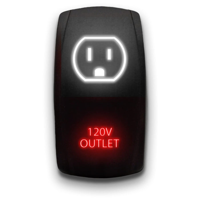120V OUTLET - Laser Etched 5-Pin Single Pole Single Throw Vertical Rocker Switch ON-OFF SPST Toggle Switch 20A 12V