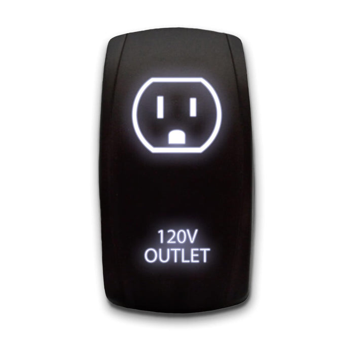 120V OUTLET - Laser Etched 5-Pin Single Pole Single Throw Vertical Rocker Switch ON-OFF SPST Toggle Switch 20A 12V