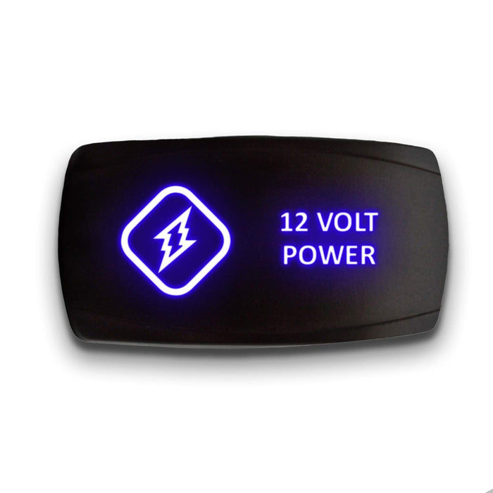 12 VOLT POWER - Laser Etched 5-Pin Single Pole Single Throw Horizontal Rocker Switch ON-OFF SPST Toggle Switch 20A 12V