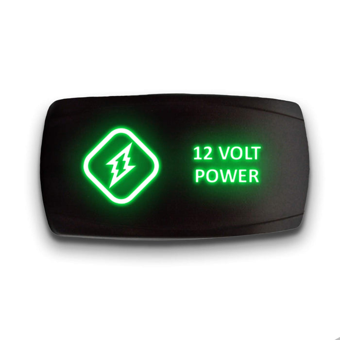 12 VOLT POWER - Laser Etched 5-Pin Single Pole Single Throw Horizontal Rocker Switch ON-OFF SPST Toggle Switch 20A 12V