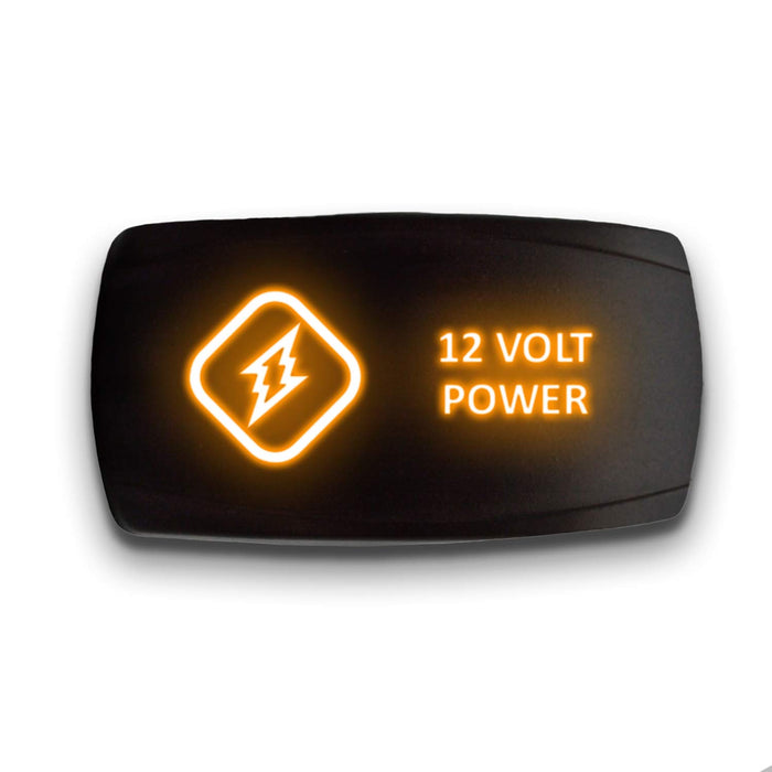 12 VOLT POWER - Laser Etched 5-Pin Single Pole Single Throw Horizontal Rocker Switch ON-OFF SPST Toggle Switch 20A 12V