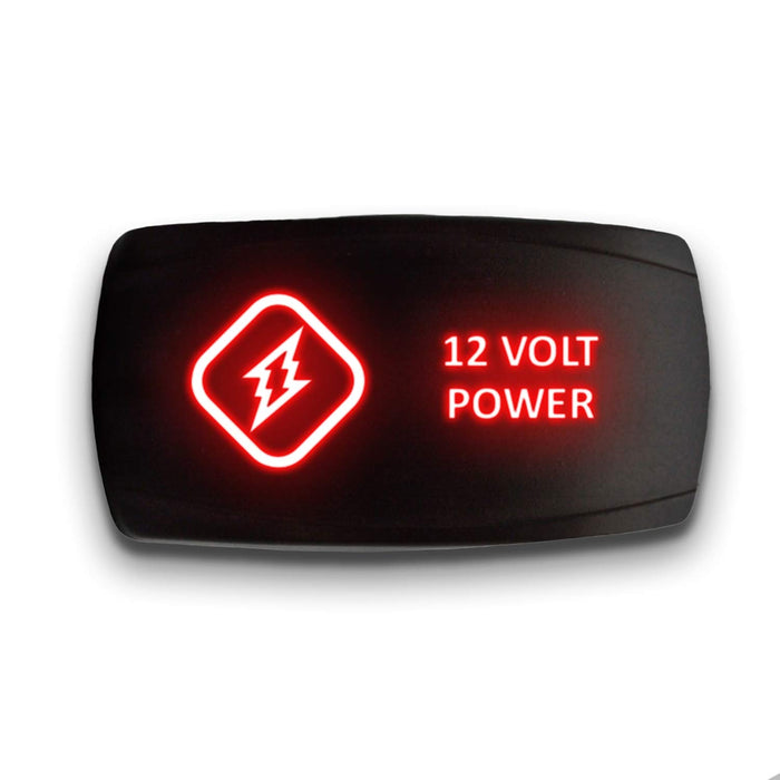 12 VOLT POWER - Laser Etched 5-Pin Single Pole Single Throw Horizontal Rocker Switch ON-OFF SPST Toggle Switch 20A 12V