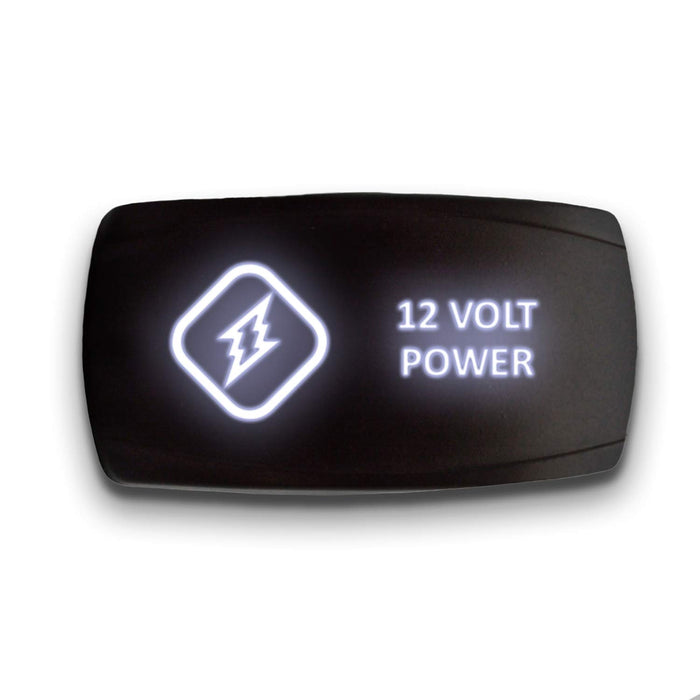 12 VOLT POWER - Laser Etched 5-Pin Single Pole Single Throw Horizontal Rocker Switch ON-OFF SPST Toggle Switch 20A 12V