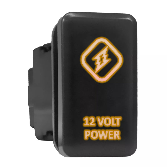 12 VOLT POWER - Tall Push Switch with Backlit Symbol Compatible with Toyota ON-OFF with Connector Wire Kit - Size 0.83 x 1.54 x 2.3 inches