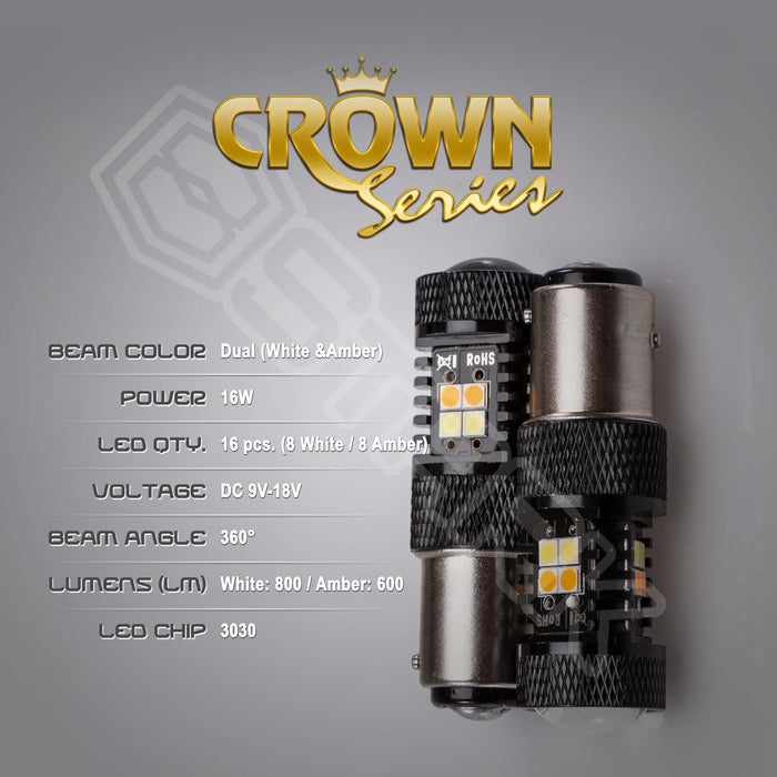 2x 28W Kit 3000 lm Bulbs - Crown Series 3030 Max Intensity - 14 pcs SMD Chip Projector - 1156 1141 1073 7506 - White