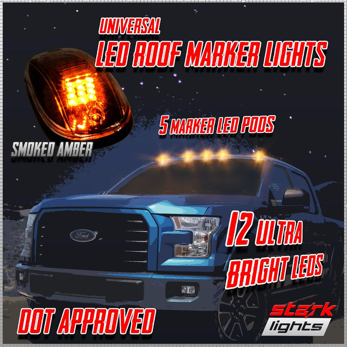 5PCS 60 AMBER Clear Lens Roof Top Full Running Parking Cab Lights Truck SUV