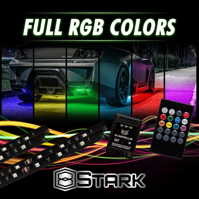 4 PCS - Neon Undercar Glow Light/Underglow/Show Car Lights Kit - Strip Underbody Kit RGB - 35.5" x 47.0"(Medium) - with Remote and Music Control
