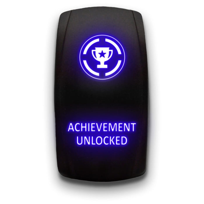 ACHIEVEMENT UNLOCKED - Laser Etched 5-Pin Single Pole Single Throw Vertical Rocker Switch ON-OFF SPST Toggle Switch 20A 12V