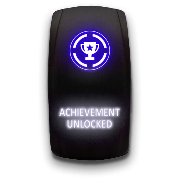 ACHIEVEMENT UNLOCKED - Laser Etched 5-Pin Single Pole Single Throw Vertical Rocker Switch ON-OFF SPST Toggle Switch 20A 12V