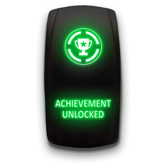 ACHIEVEMENT UNLOCKED - Laser Etched 5-Pin Single Pole Single Throw Vertical Rocker Switch ON-OFF SPST Toggle Switch 20A 12V