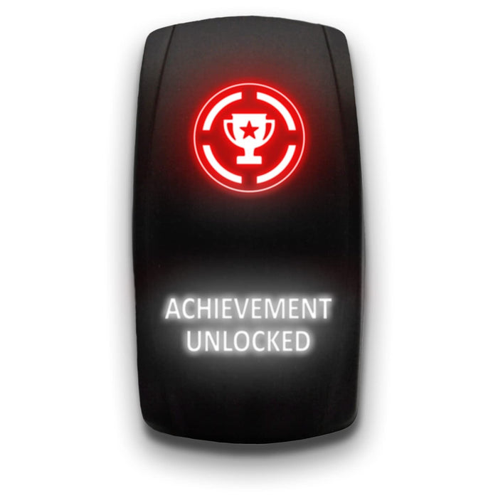 ACHIEVEMENT UNLOCKED - Laser Etched 5-Pin Single Pole Single Throw Vertical Rocker Switch ON-OFF SPST Toggle Switch 20A 12V