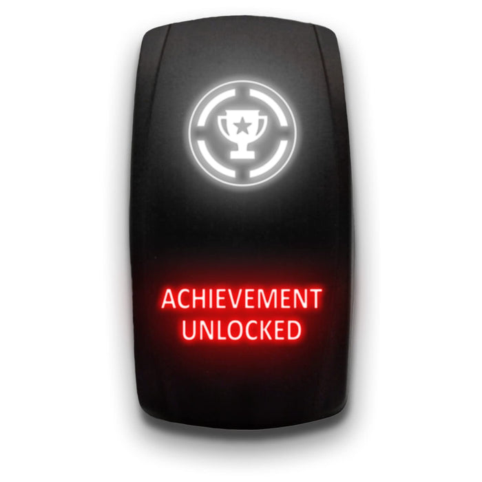ACHIEVEMENT UNLOCKED - Laser Etched 5-Pin Single Pole Single Throw Vertical Rocker Switch ON-OFF SPST Toggle Switch 20A 12V