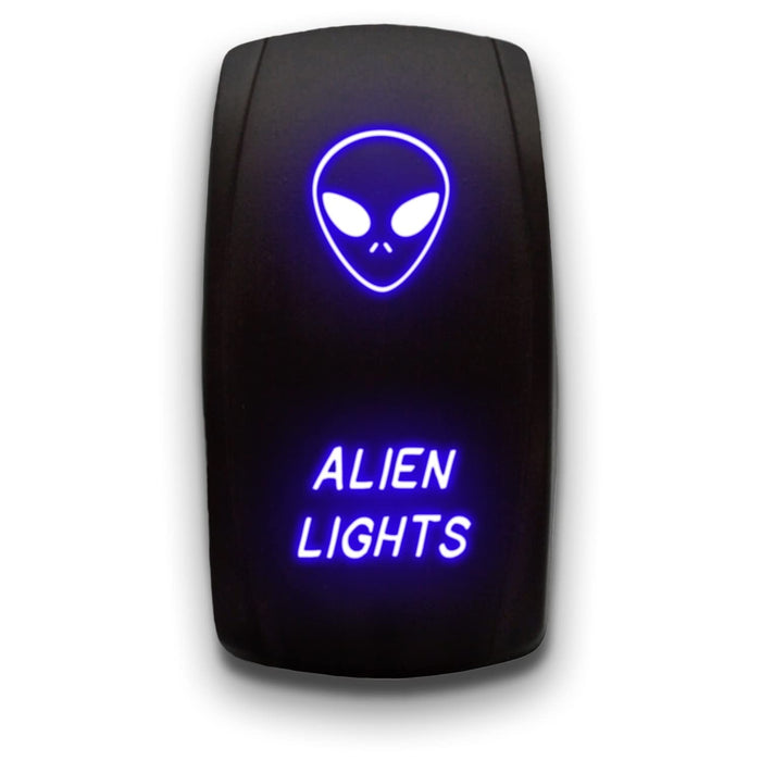 ALIEN LIGHTS - Laser Etched 5-Pin Single Pole Single Throw Vertical Rocker Switch ON-OFF SPST Toggle Switch 20A 12V