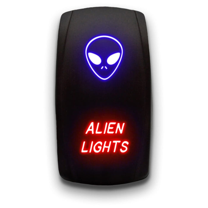 ALIEN LIGHTS - Laser Etched 5-Pin Single Pole Single Throw Vertical Rocker Switch ON-OFF SPST Toggle Switch 20A 12V