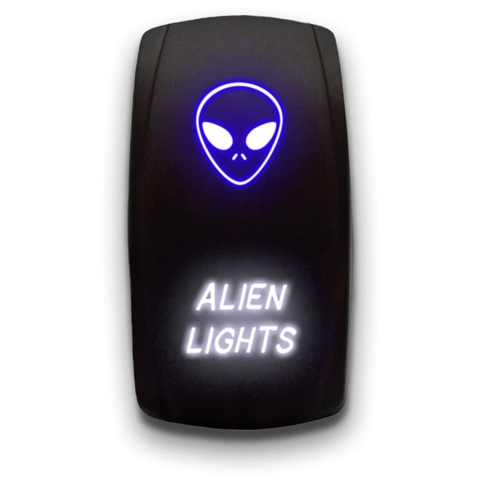 ALIEN LIGHTS - Laser Etched 5-Pin Single Pole Single Throw Vertical Rocker Switch ON-OFF SPST Toggle Switch 20A 12V