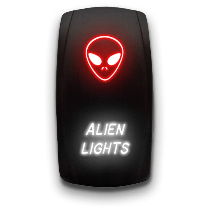 ALIEN LIGHTS - Laser Etched 5-Pin Single Pole Single Throw Vertical Rocker Switch ON-OFF SPST Toggle Switch 20A 12V