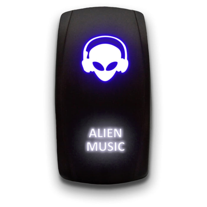 ALIEN MUSIC - Laser Etched 5-Pin Single Pole Single Throw Vertical Rocker Switch ON-OFF SPST Toggle Switch 20A 12V