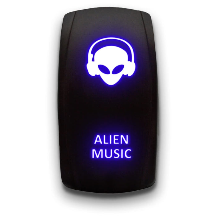 ALIEN MUSIC - Laser Etched 5-Pin Single Pole Single Throw Vertical Rocker Switch ON-OFF SPST Toggle Switch 20A 12V