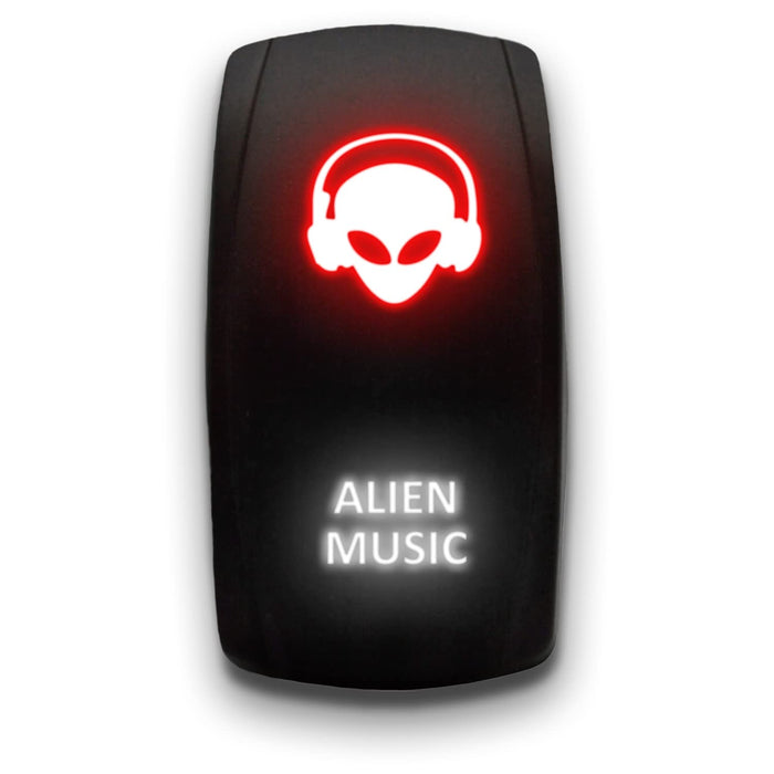 ALIEN MUSIC - Laser Etched 5-Pin Single Pole Single Throw Vertical Rocker Switch ON-OFF SPST Toggle Switch 20A 12V