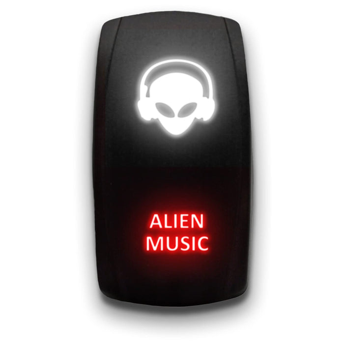 ALIEN MUSIC - Laser Etched 5-Pin Single Pole Single Throw Vertical Rocker Switch ON-OFF SPST Toggle Switch 20A 12V