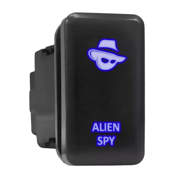 ALIEN SPY - Tall Push Switch with Backlit Symbol Compatible with Toyota ON-OFF with Connector Wire Kit - Size 0.83 x 1.54 x 2.3 inches