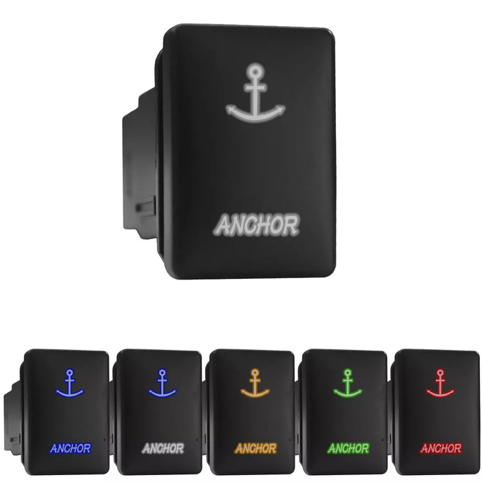 ANCHOR - Short Push Switch with Backlit Symbol Compatible with Toyota ON-OFF with Connector Wire Kit - Size 0.87 x 1.28 x 2 inches