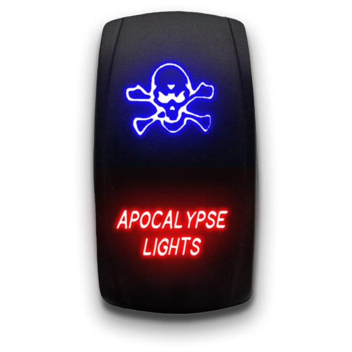 APOCALYPSE LIGHTS - Laser Etched 5-Pin Single Pole Single Throw Vertical Rocker Switch ON-OFF SPST Toggle Switch 20A 12V