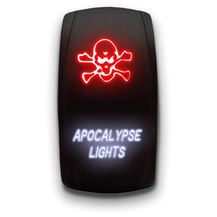 APOCALYPSE LIGHTS - Laser Etched 5-Pin Single Pole Single Throw Vertical Rocker Switch ON-OFF SPST Toggle Switch 20A 12V