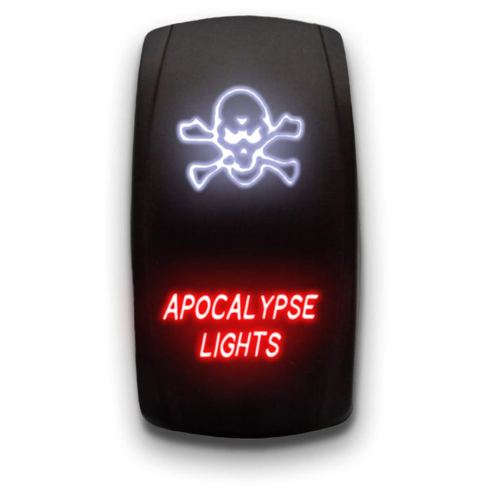 APOCALYPSE LIGHTS - Laser Etched 5-Pin Single Pole Single Throw Vertical Rocker Switch ON-OFF SPST Toggle Switch 20A 12V