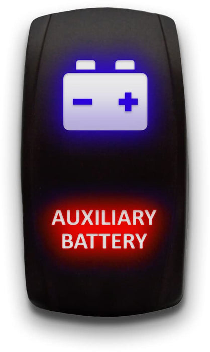 AUXILIARY BATTERY - Laser Etched 5-Pin Single Pole Single Throw Vertical Rocker Switch ON-OFF SPST Toggle Switch 20A 12V