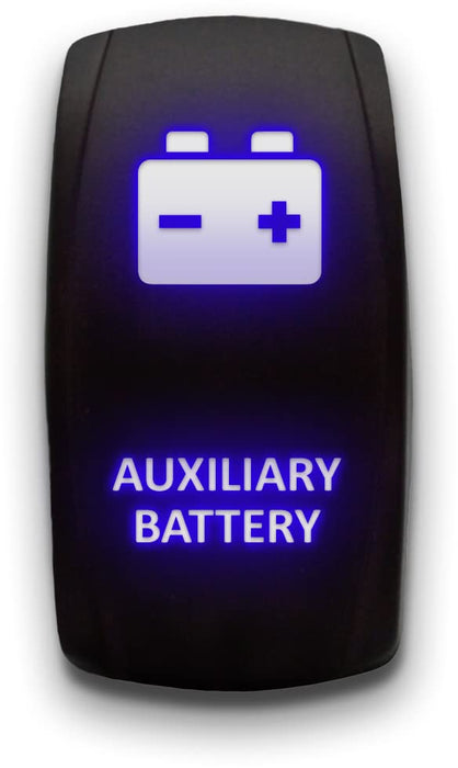 AUXILIARY BATTERY - Laser Etched 5-Pin Single Pole Single Throw Vertical Rocker Switch ON-OFF SPST Toggle Switch 20A 12V