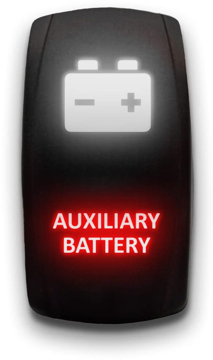 AUXILIARY BATTERY - Laser Etched 5-Pin Single Pole Single Throw Vertical Rocker Switch ON-OFF SPST Toggle Switch 20A 12V