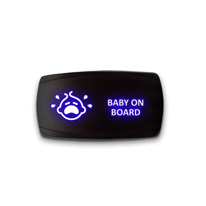 BABY ON BOARD - Laser Etched 5-Pin Single Pole Single Throw Horizontal Rocker Switch ON-OFF SPST Toggle Switch 20A 12V