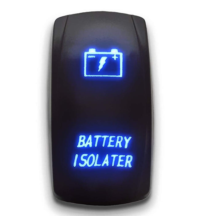 BATTERY ISOLATER - Laser Etched 5-Pin Single Pole Single Throw Vertical Rocker Switch ON-OFF SPST Toggle Switch 20A 12V - Blue