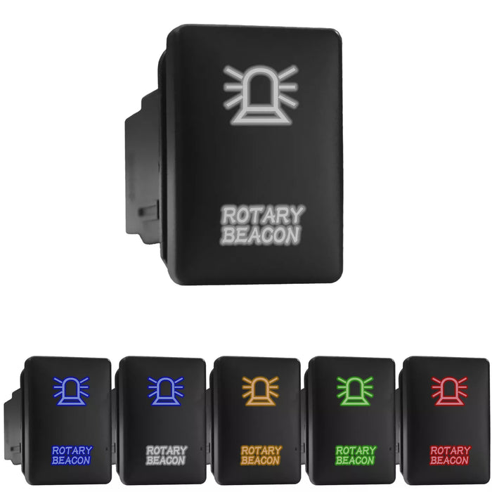 BEACON - Short Push Switch with Backlit Symbol Compatible with Toyota ON-OFF with Connector Wire Kit - Size 0.87 x 1.28 x 2 inches