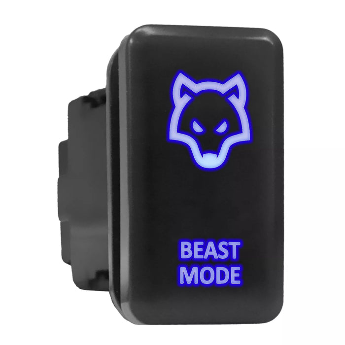 BEAST MODE - Tall Push Switch with Backlit Symbol Compatible with Toyota ON-OFF with Connector Wire Kit - Size 0.83 x 1.54 x 2.3 inches