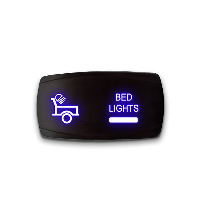 BED LIGHTS - Laser Etched 5-Pin Single Pole Single Throw Horizontal Rocker Switch ON-OFF SPST Toggle Switch 20A 12V