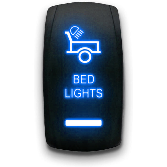 BED LIGHTS - Laser Etched 5-Pin Single Pole Single Throw Vertical Rocker Switch ON-OFF SPST Toggle Switch 20A 12V