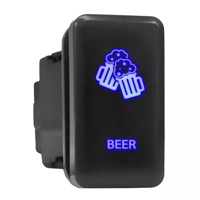 BEER - Tall Push Switch with Backlit Symbol Compatible with Toyota ON-OFF with Connector Wire Kit - Size 0.83 x 1.54 x 2.3 inches