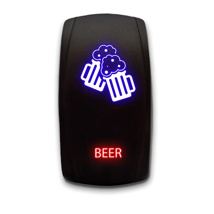 BEER - Laser Etched 5-Pin Single Pole Single Throw Vertical Rocker Switch ON-OFF SPST Toggle Switch 20A 12V