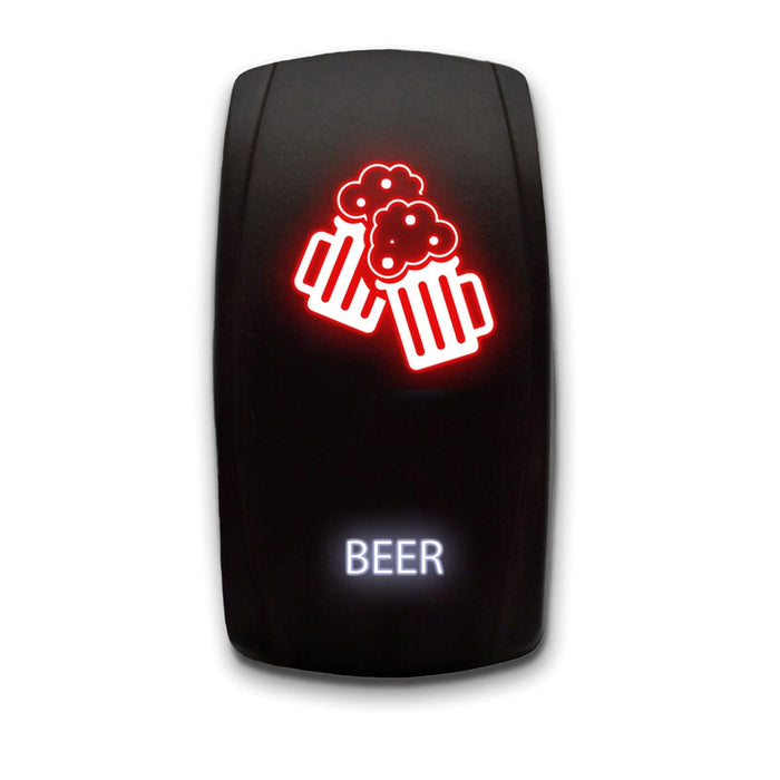 BEER - Laser Etched 5-Pin Single Pole Single Throw Vertical Rocker Switch ON-OFF SPST Toggle Switch 20A 12V