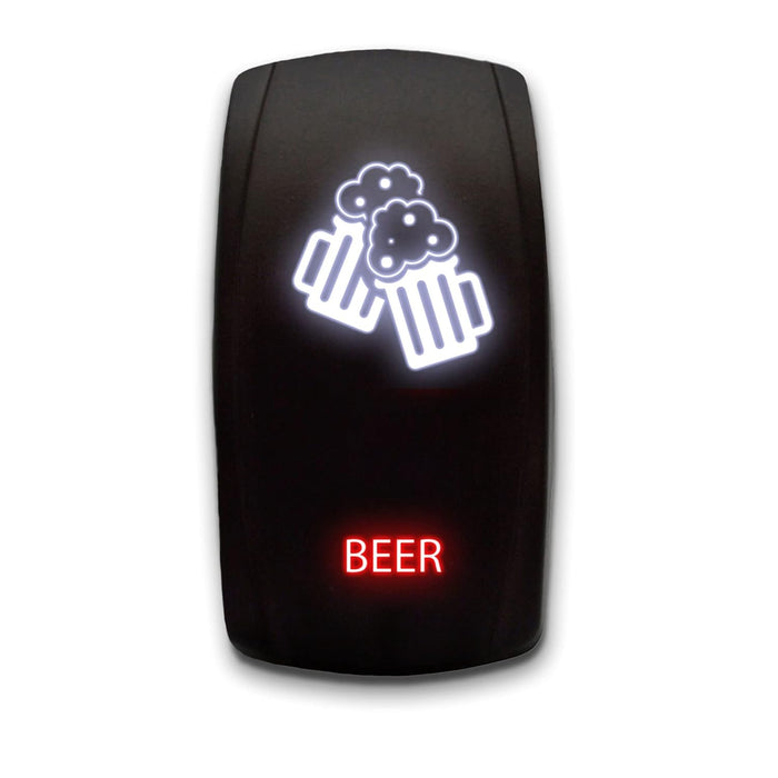 BEER - Laser Etched 5-Pin Single Pole Single Throw Vertical Rocker Switch ON-OFF SPST Toggle Switch 20A 12V