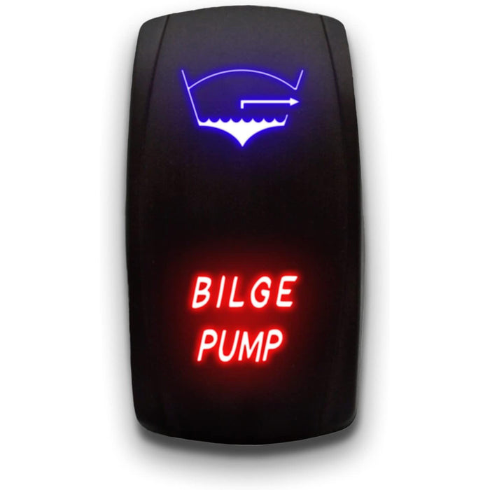 BILGE PUMP - Laser Etched 5-Pin Single Pole Single Throw Vertical Rocker Switch ON-OFF SPST Toggle Switch 20A 12V