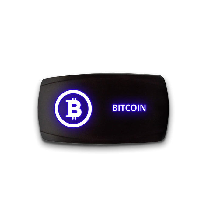 BITCOIN - Laser Etched 5-Pin Single Pole Single Throw Horizontal Rocker Switch ON-OFF SPST Toggle Switch 20A 12V